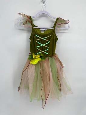 Princess Dress Green Lace Up Flower Tulle Skirt Medium